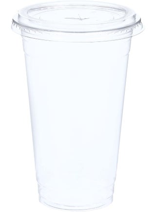 [Pack of 50] Plastic Juice Cup 16 Ounce With Lid Strong Ideal For Iced Coffee Smoothies Bubble Boba Tea Milkshakes Frozen Cocktails 25 Pieces - view 4